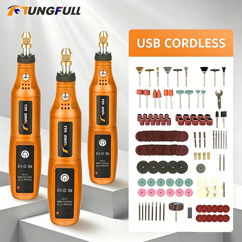 Workshop Tools For Carpentry - Mini-meuleuse électrique sans fil rechargeable TUNGFULL,