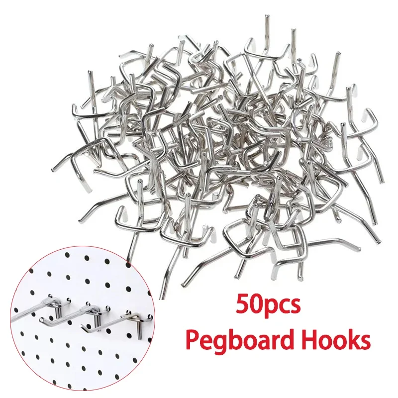 Workshop Tools Store - Crochets pour panneaux perforés, 50 pièces,