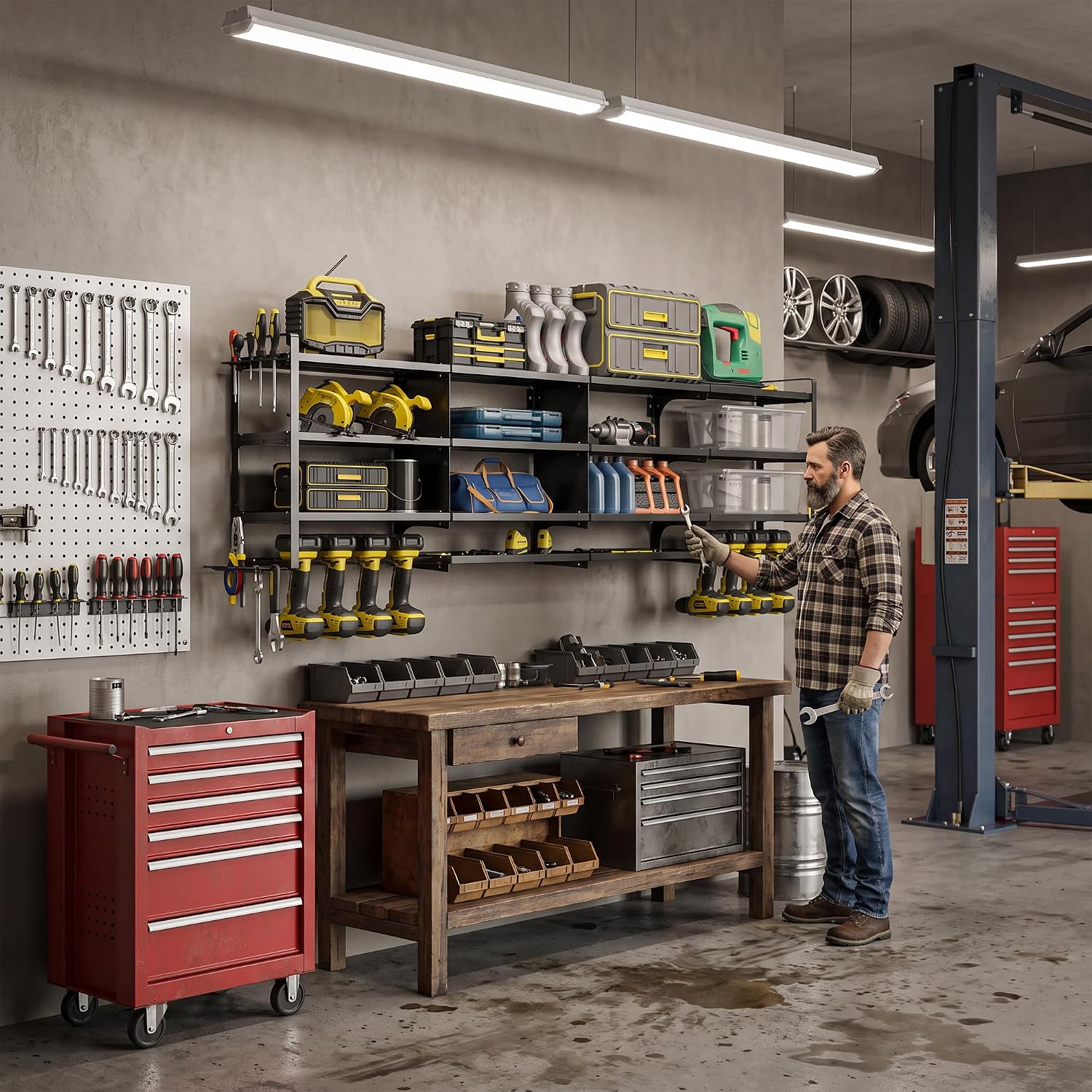 Workshop Tools Shelf - Organisateur mural robuste pour outils électriques